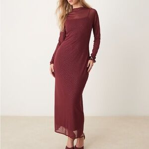Abercrombie long sleeve rhinestone mesh maxi dress
